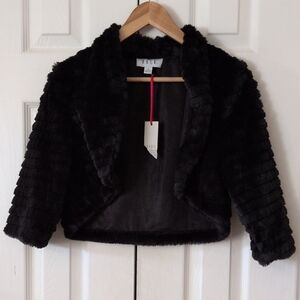 Elle Luxe Black Faux Fur Bolero